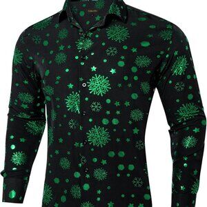 NWT XL  Mens Christmas Dress Shirts,Casual Xmas Long Sleeve Button Down Shirt